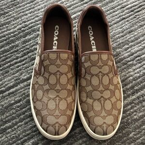 Coach Tan and Brown Slip-On Shoes
